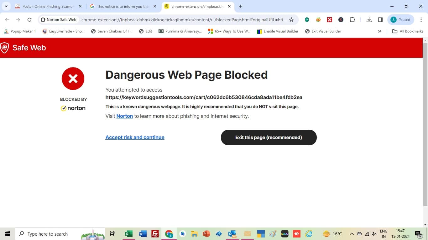 Norton Dangerous Website Warning